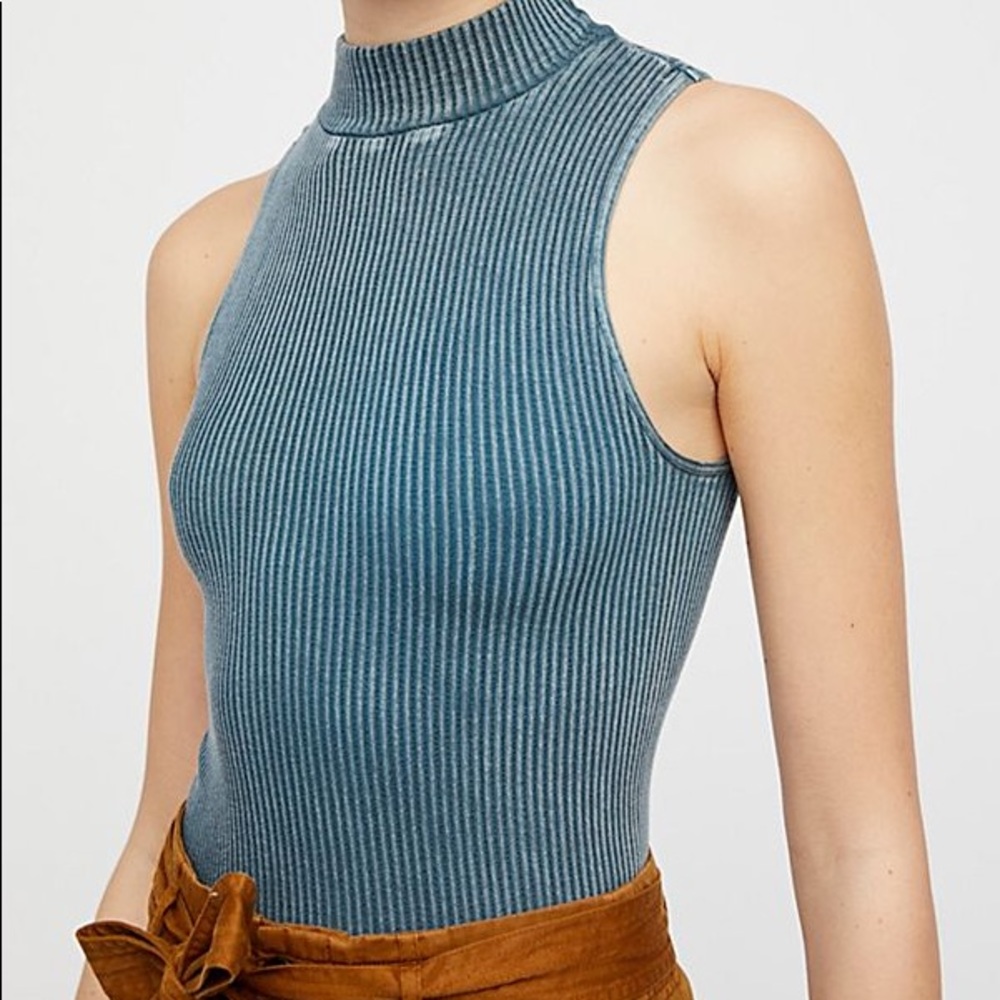 Free People Mock Neck Sleeveless Top
